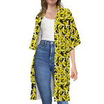 Peeled Banana Pattern Print Open Front Beach Cover Up