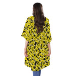 Peeled Banana Pattern Print Open Front Beach Cover Up