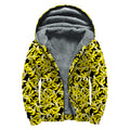 Peeled Banana Pattern Print Sherpa Lined Zip Up Hoodie