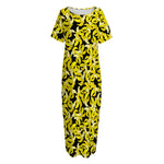 Peeled Banana Pattern Print Short Sleeve Long Nightdress
