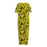 Peeled Banana Pattern Print Short Sleeve Long Nightdress