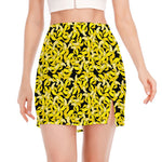 Peeled Banana Pattern Print Side Slit Mini Skirt