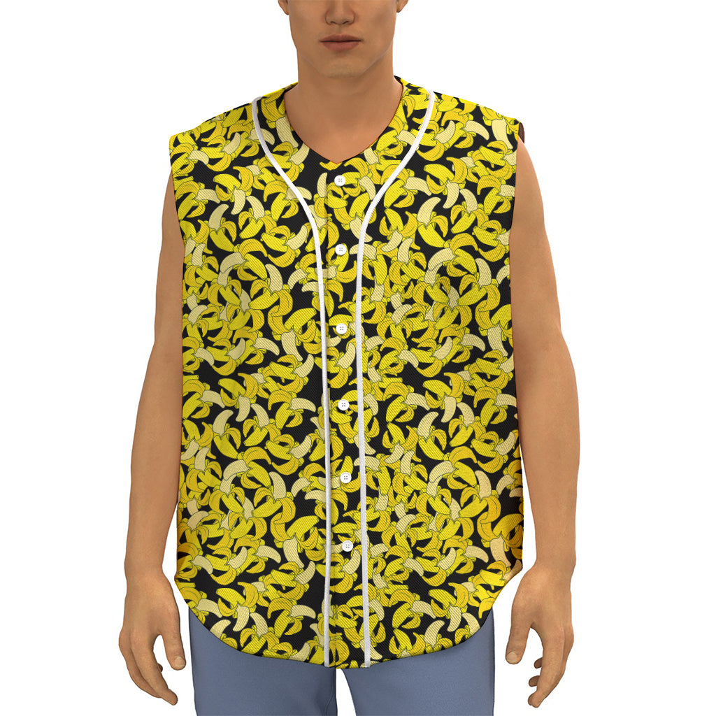 Peeled Banana Pattern Print Sleeveless Baseball Jersey
