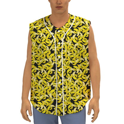 Peeled Banana Pattern Print Sleeveless Baseball Jersey