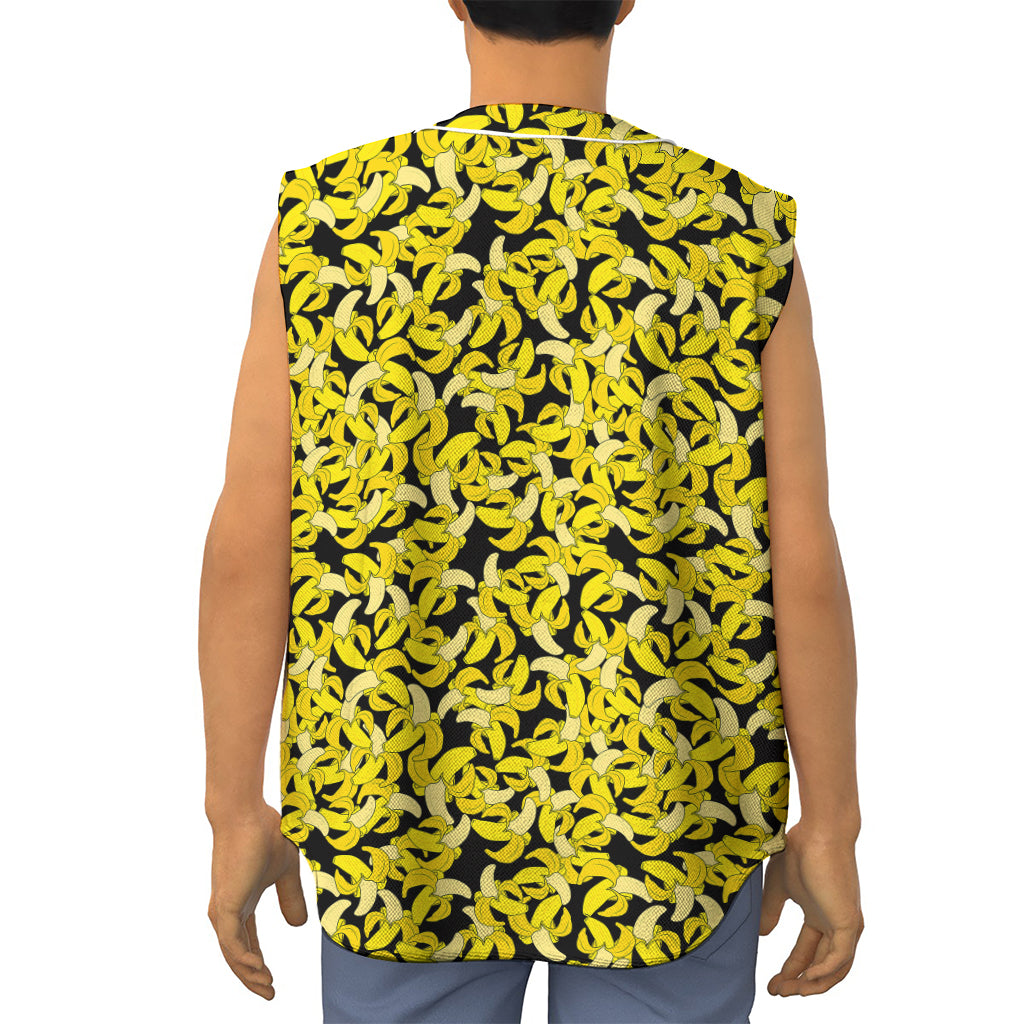 Peeled Banana Pattern Print Sleeveless Baseball Jersey