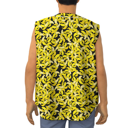 Peeled Banana Pattern Print Sleeveless Baseball Jersey