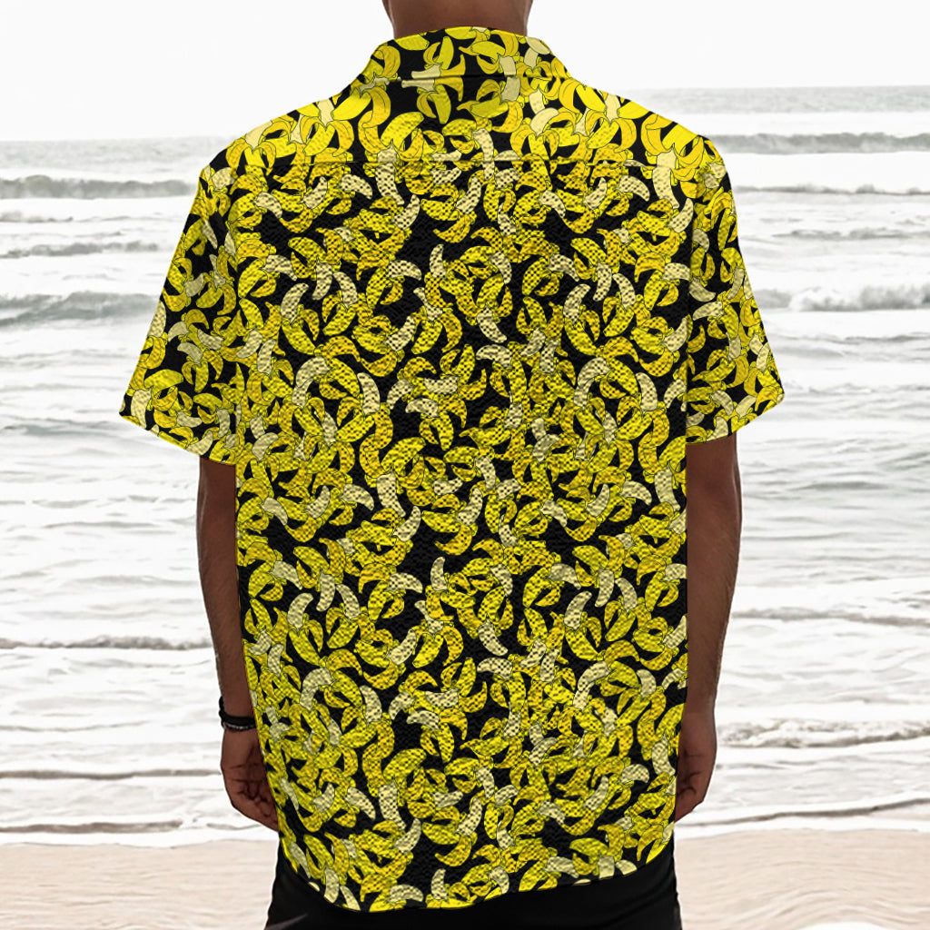 Peeled Banana Pattern Print Textured Short Sleeve Shirt