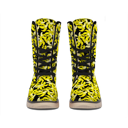 Peeled Banana Pattern Print Winter Boots