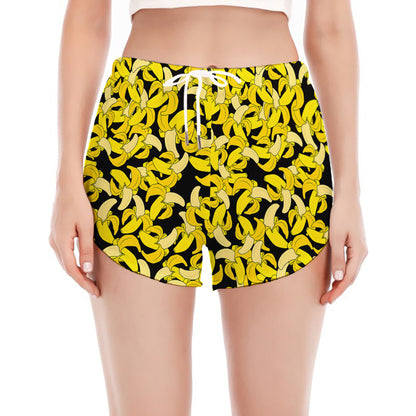 Peeled Banana Pattern Print Women's Split Running Shorts