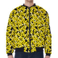 Peeled Banana Pattern Print Zip Sleeve Bomber Jacket