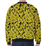Peeled Banana Pattern Print Zip Sleeve Bomber Jacket