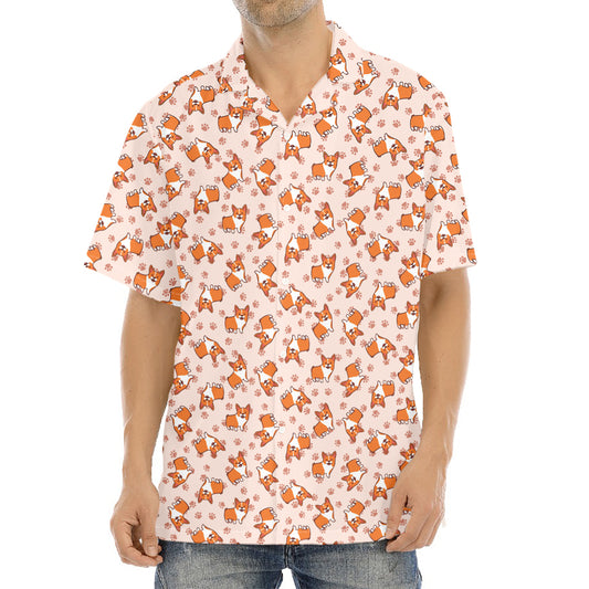 Pembroke Welsh Corgi Pattern Print Aloha Shirt
