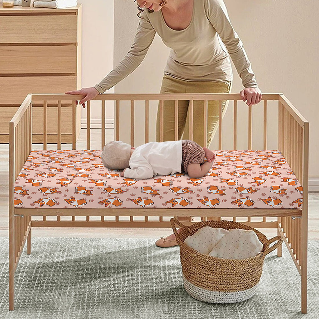 Pembroke Welsh Corgi Pattern Print Baby Crib Sheet