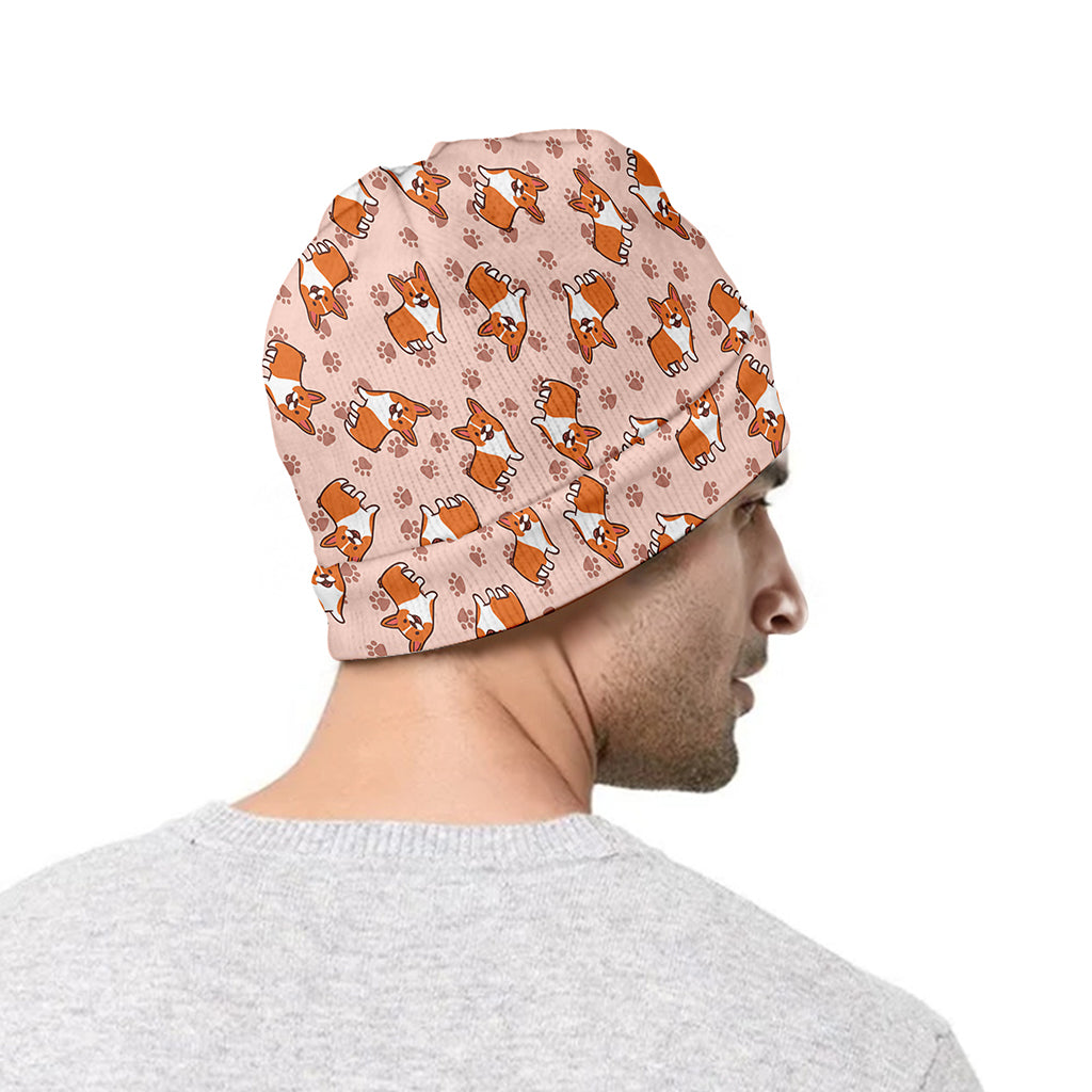 Pembroke Welsh Corgi Pattern Print Beanie