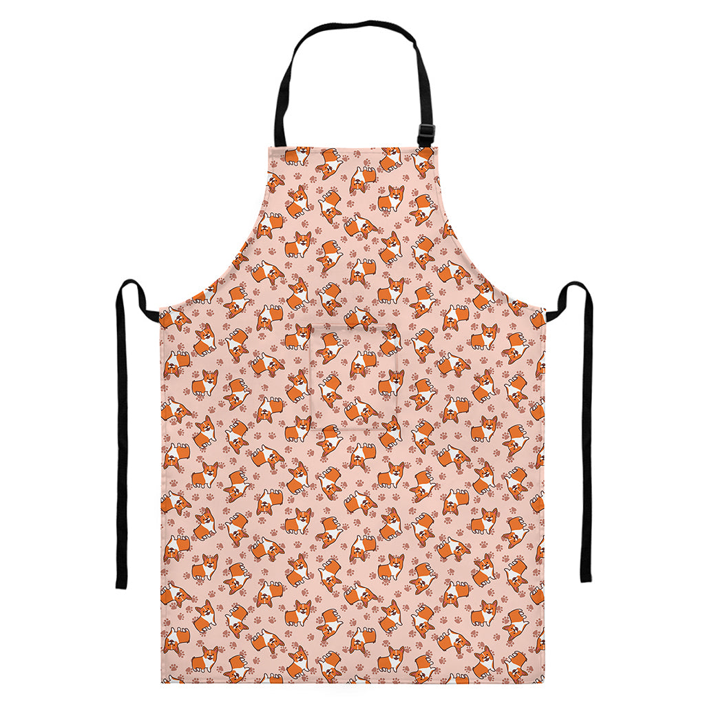 Pembroke Welsh Corgi Pattern Print Bib Apron With Pocket