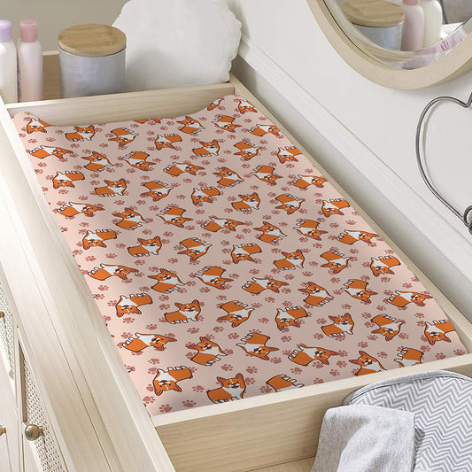 Pembroke Welsh Corgi Pattern Print Changing Pad Cover