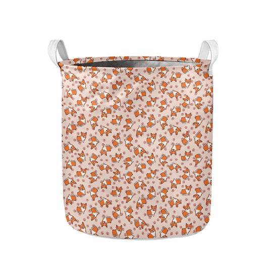 Pembroke Welsh Corgi Pattern Print Collapsible Laundry Basket