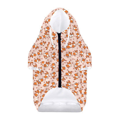 Pembroke Welsh Corgi Pattern Print Dog Zip Up Hoodie