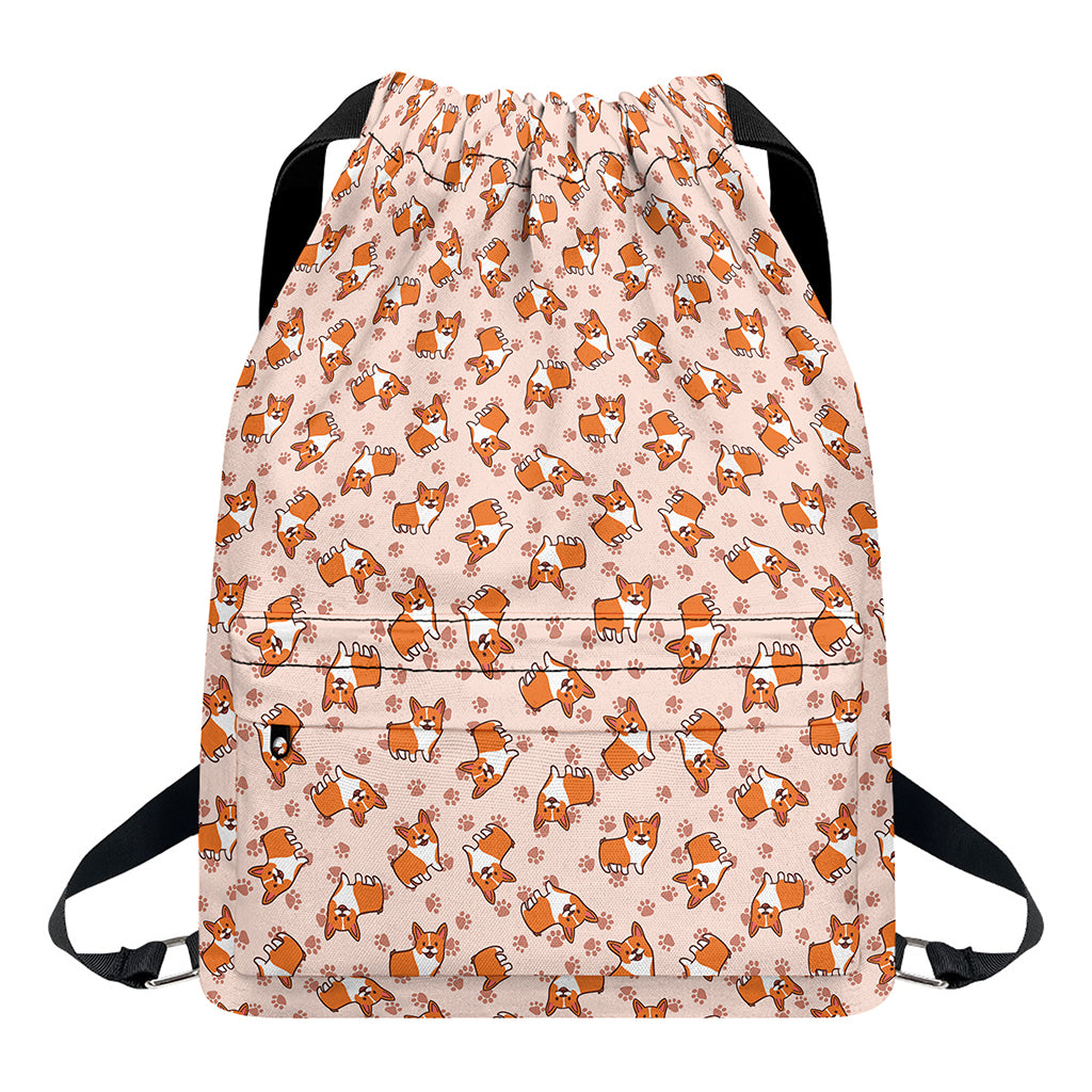 Pembroke Welsh Corgi Pattern Print Drawstring Backpack