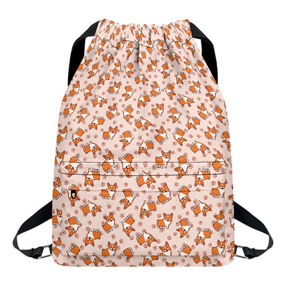 Pembroke Welsh Corgi Pattern Print Drawstring Backpack