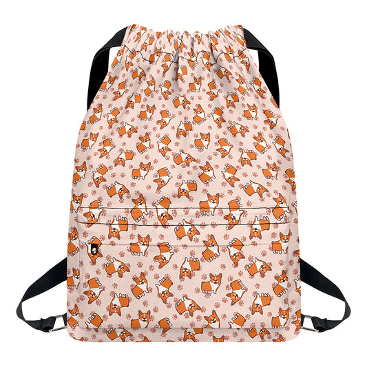 Pembroke Welsh Corgi Pattern Print Drawstring Backpack