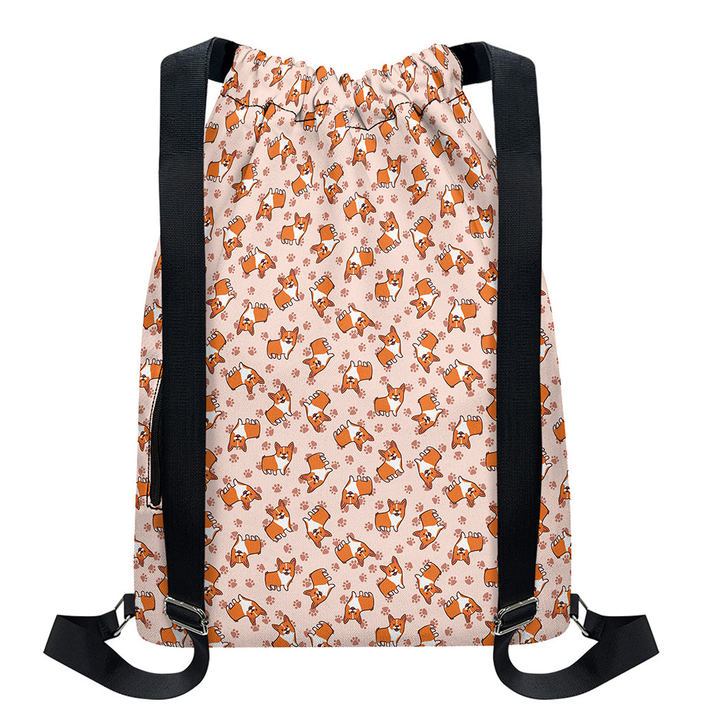 Pembroke Welsh Corgi Pattern Print Drawstring Backpack