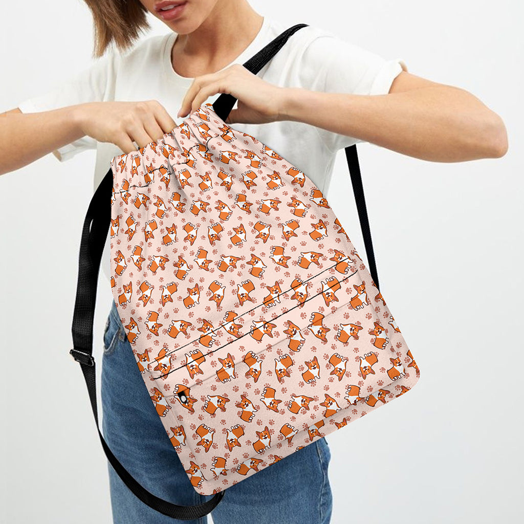 Pembroke Welsh Corgi Pattern Print Drawstring Backpack