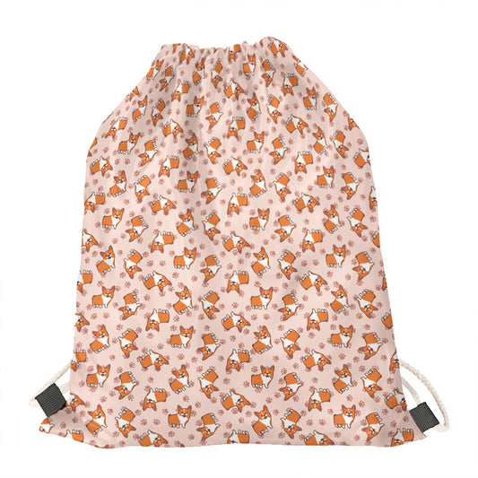 Pembroke Welsh Corgi Pattern Print Drawstring Bag