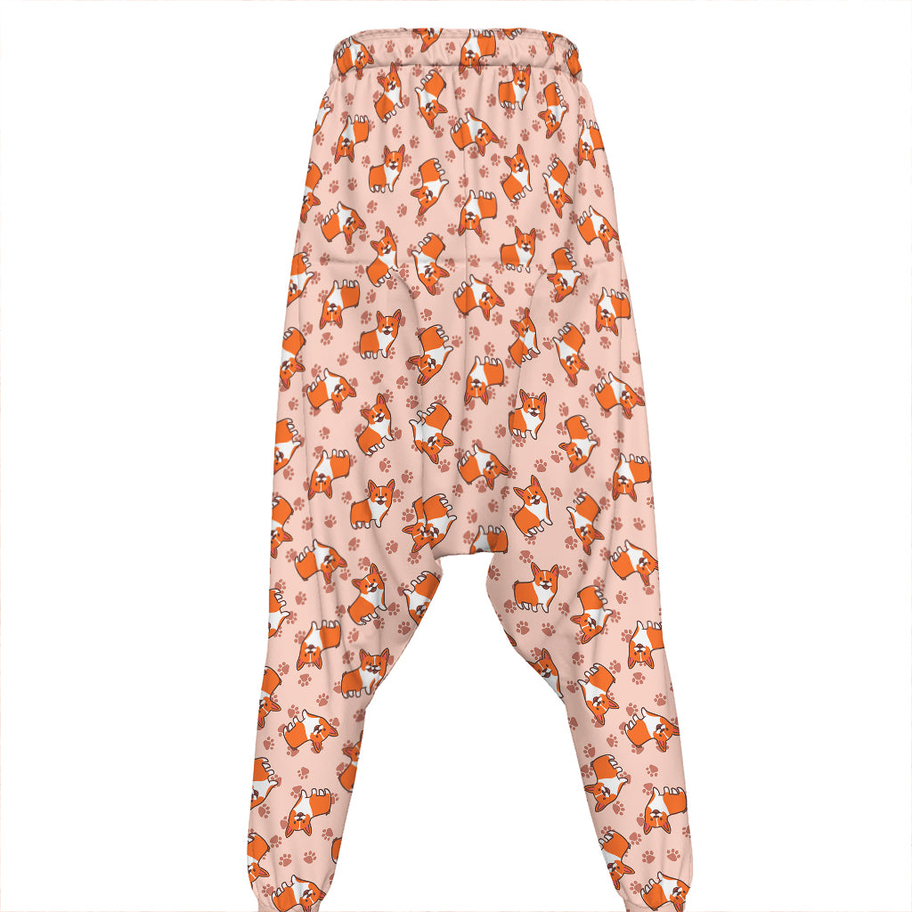 Pembroke Welsh Corgi Pattern Print Hammer Pants