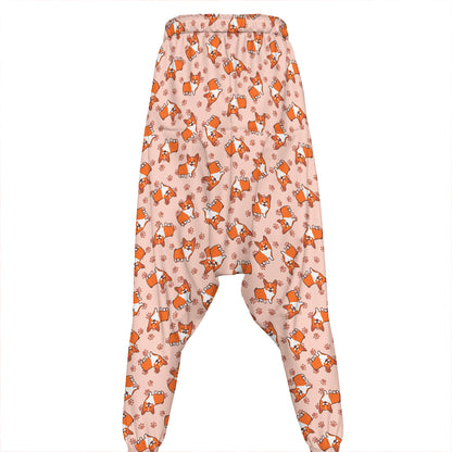 Pembroke Welsh Corgi Pattern Print Hammer Pants