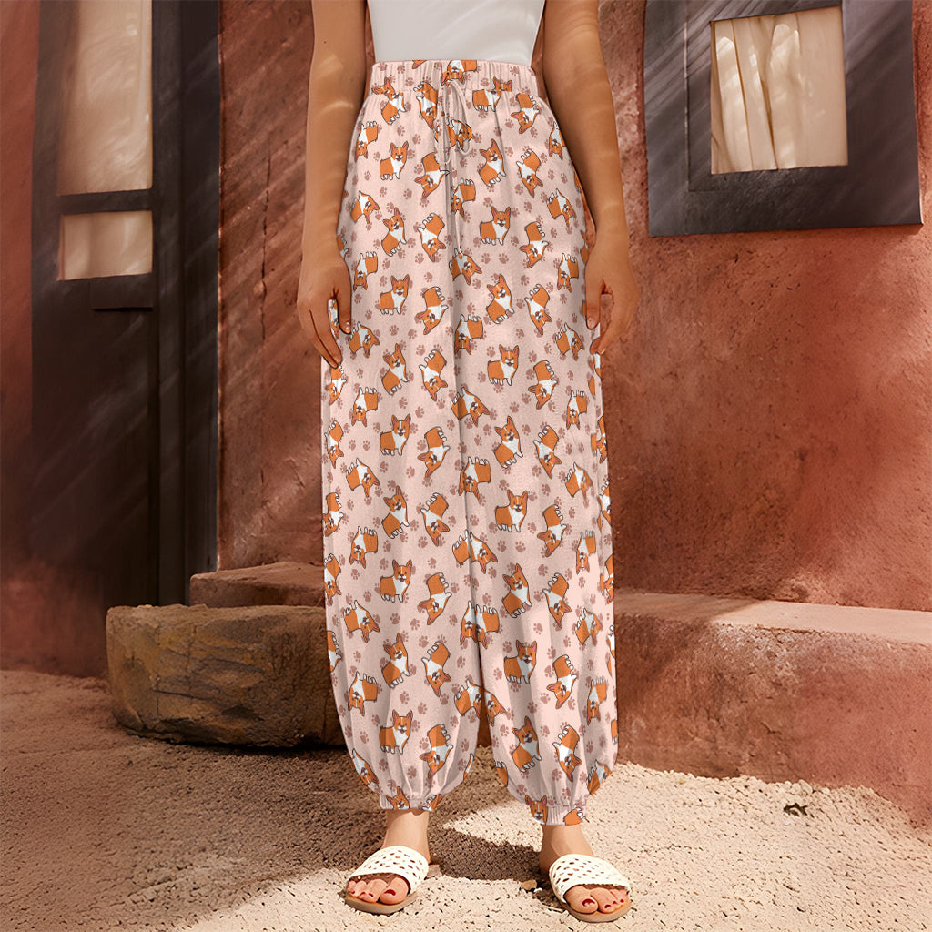 Pembroke Welsh Corgi Pattern Print Harem Pants