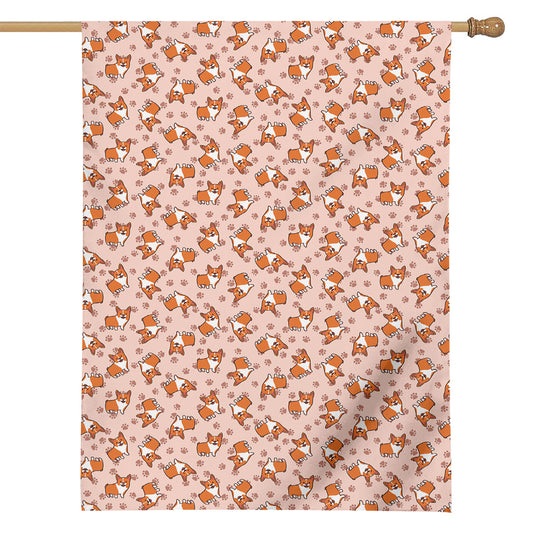 Pembroke Welsh Corgi Pattern Print House Flag