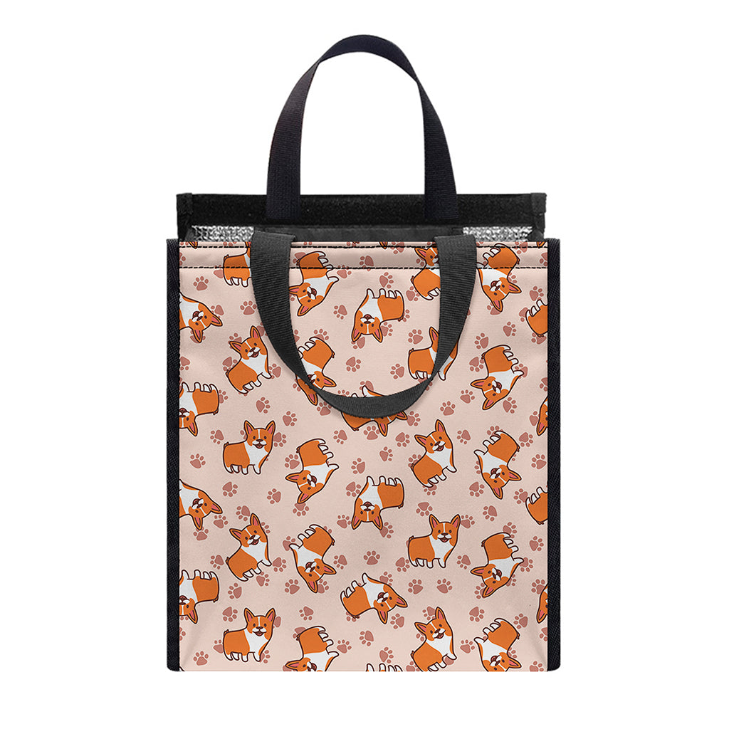 Pembroke Welsh Corgi Pattern Print Insulated Lunch Tote