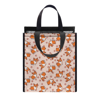 Pembroke Welsh Corgi Pattern Print Insulated Lunch Tote