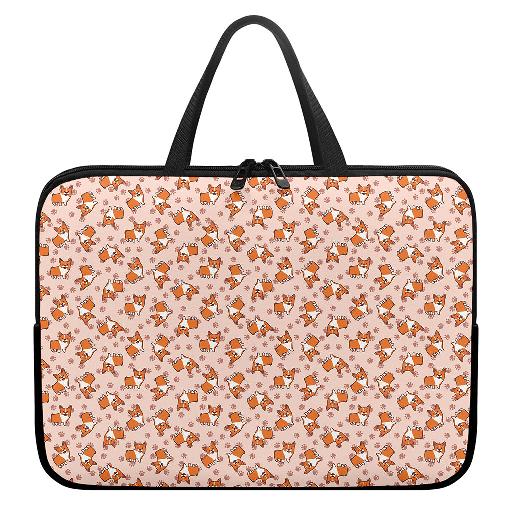 Pembroke Welsh Corgi Pattern Print Laptop Sleeve With Handle