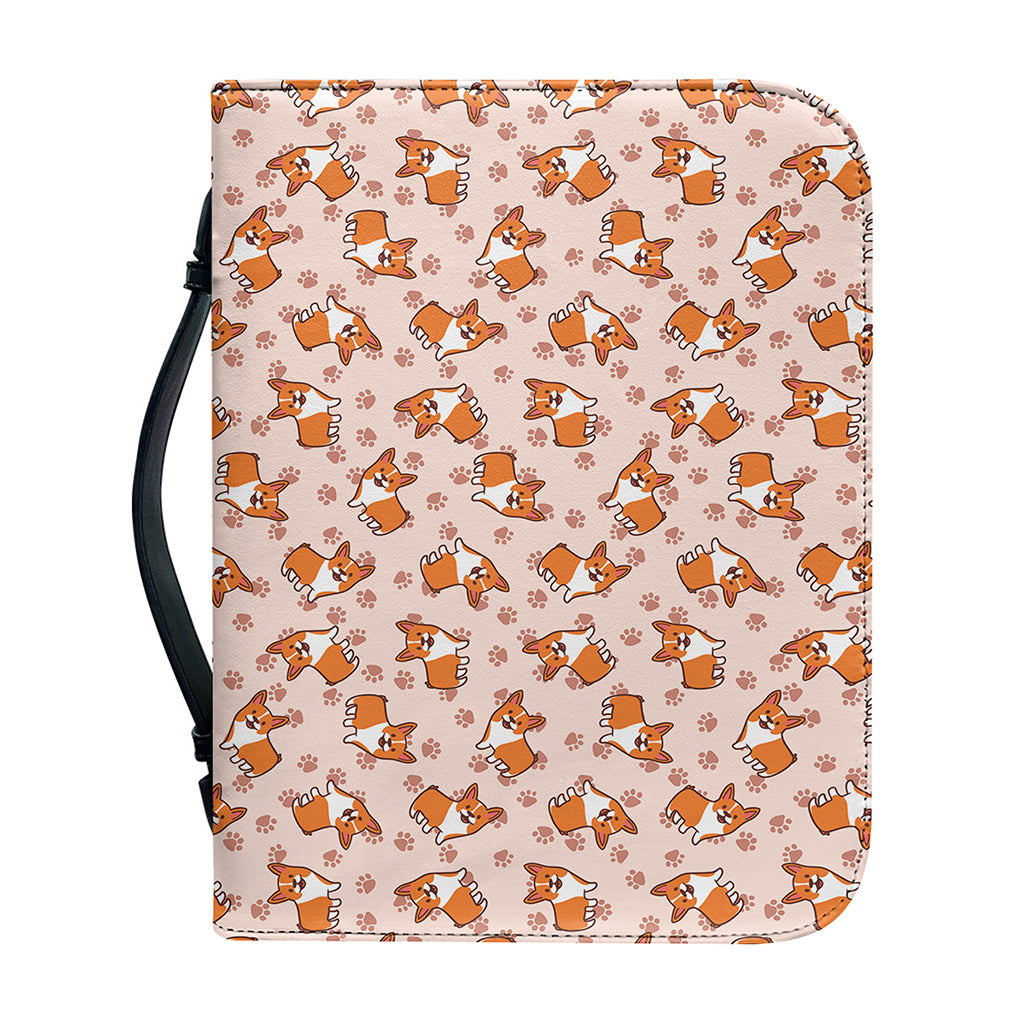 Pembroke Welsh Corgi Pattern Print Leather Bible Cover