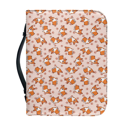 Pembroke Welsh Corgi Pattern Print Leather Bible Cover