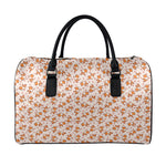 Pembroke Welsh Corgi Pattern Print Leather Duffle Bag
