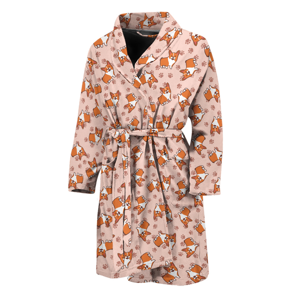 Pembroke Welsh Corgi Pattern Print Men's Bathrobe