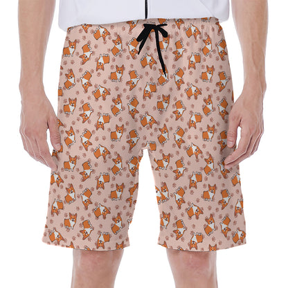 Pembroke Welsh Corgi Pattern Print Men's Beach Shorts