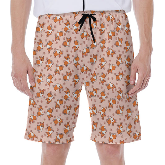 Pembroke Welsh Corgi Pattern Print Men's Beach Shorts