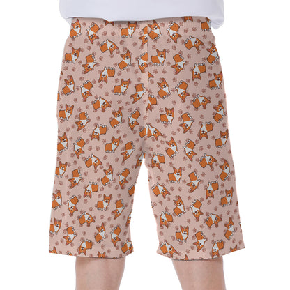 Pembroke Welsh Corgi Pattern Print Men's Beach Shorts