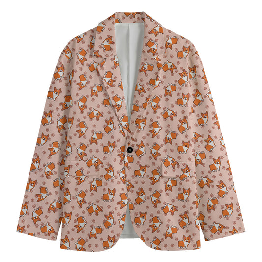 Pembroke Welsh Corgi Pattern Print Men's Blazer