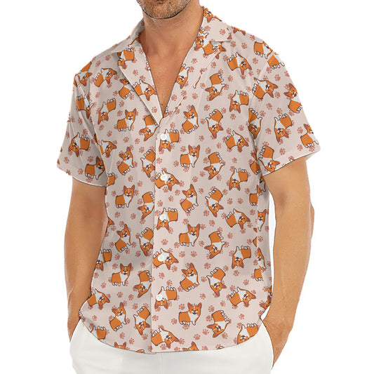 Pembroke Welsh Corgi Pattern Print Men's Deep V-Neck Shirt