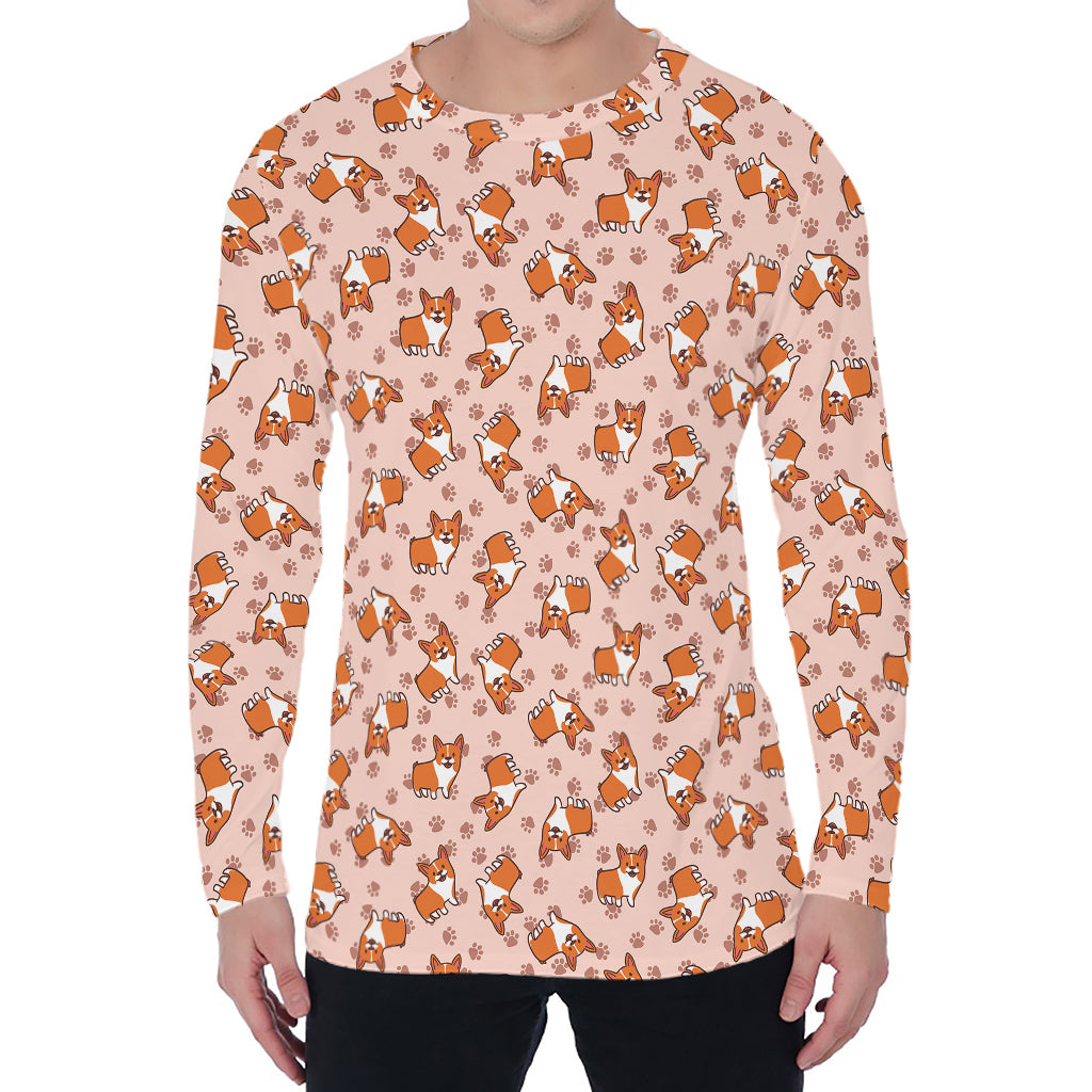 Pembroke Welsh Corgi Pattern Print Men's Long Sleeve T-Shirt