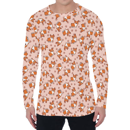 Pembroke Welsh Corgi Pattern Print Men's Long Sleeve T-Shirt