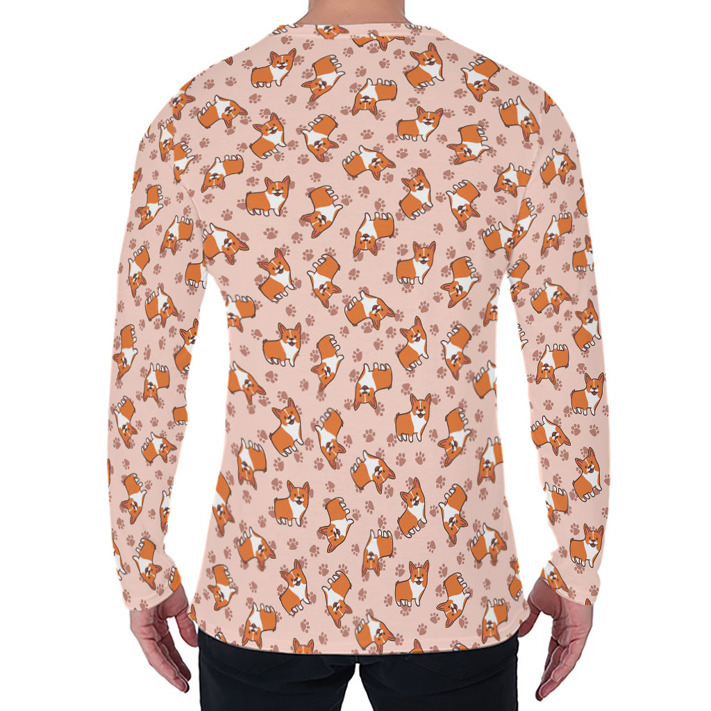 Pembroke Welsh Corgi Pattern Print Men's Long Sleeve T-Shirt