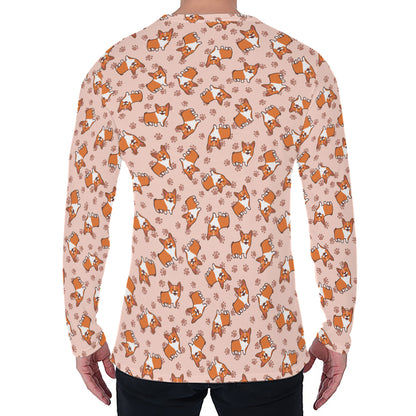 Pembroke Welsh Corgi Pattern Print Men's Long Sleeve T-Shirt