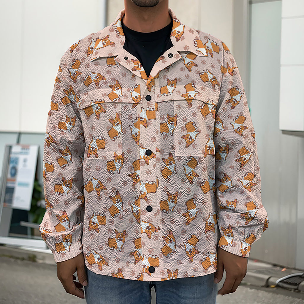 Pembroke Welsh Corgi Pattern Print Men's Shirt Jacket