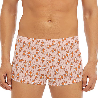 Pembroke Welsh Corgi Pattern Print Men's Short Boxer Briefs